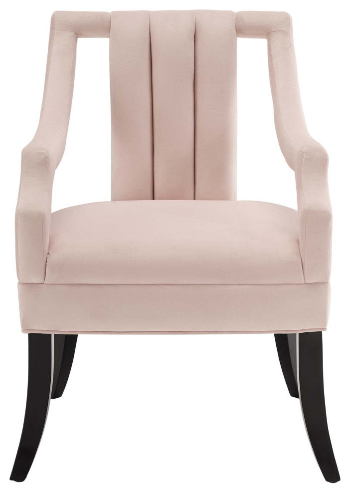 Modern Designer Lounge Lobby Accent Side Chair, Velvet Fabric Wood, Pink