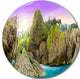 Wild Forest And Waterfall Vietnam, Landscape Disc Metal Wall Art, 36"