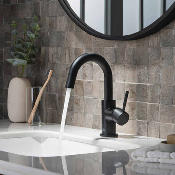 Circular Single Handle High-arc Bathroom Sink Faucet With Drain, Matte Black