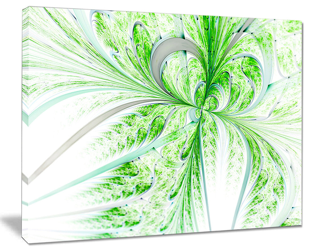 "Green Grungy Floral Fractal Shapes" Floral Wall Art Canvas, 20"x12"