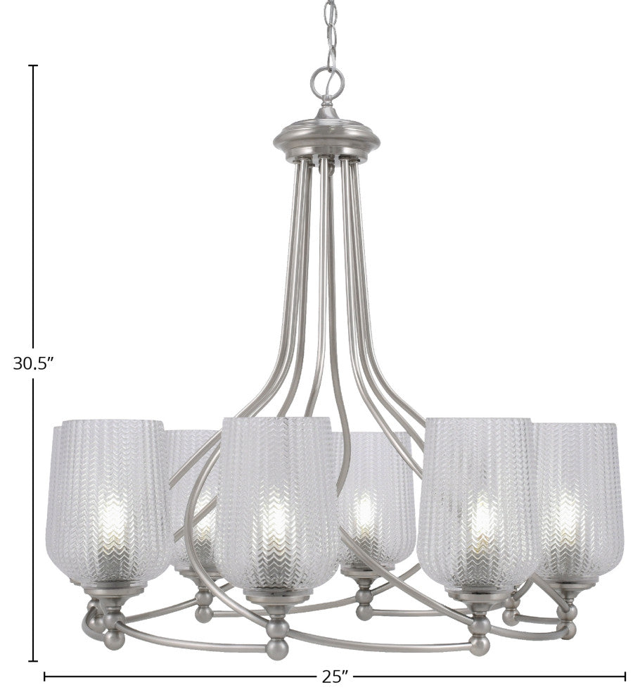 Capri 8-Light Chandelier, Brushed Nickel/Clear Textured