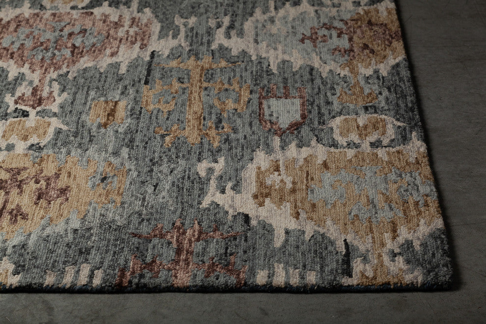 Kara Hand-Tufted Contemporary Rug, Gray/Blue/Brown/Beige, 7'9x10'6