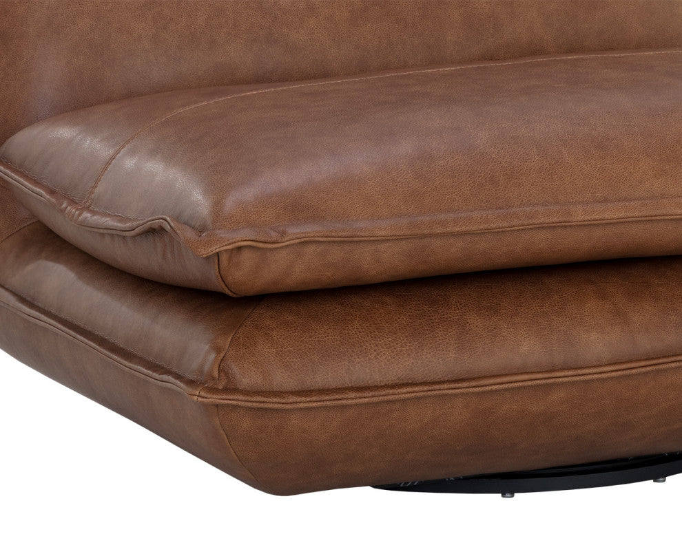 Colson Swivel Armless Chair, Cognac Leather
