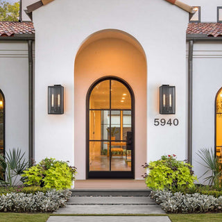 2-Light 20.5"H Modern Black Outdoor Lantern Wall Sconce