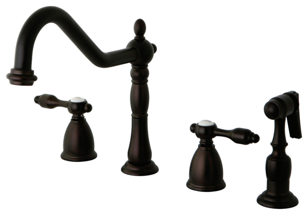 Kingston Brass Widespread Kitchen Faucet With Brass Sprayer, Oil Rubbed Bronze