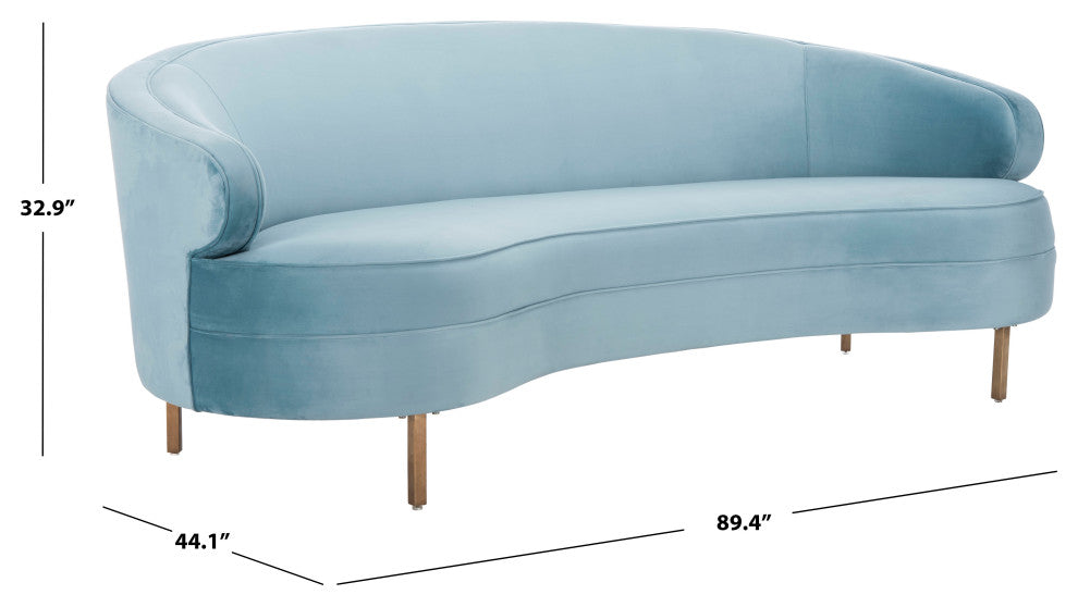 Safavieh Couture Primrose Curved Sofa, Light Blue