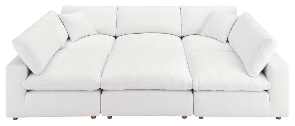 Commix Down Filled Overstuffed 6-Piece Sectional Sofa, Pure White