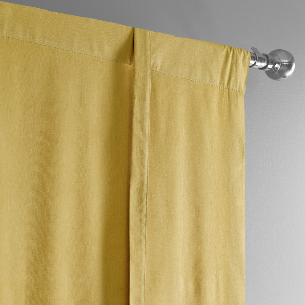 Solid Cotton Tie-Up Window Shade Single Panel, Light Ochre, 46wx63h