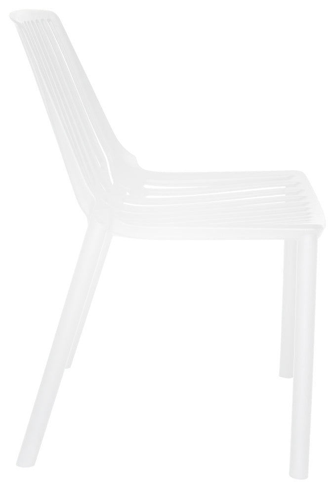 LeisureMod Acken Mid-Century Modern Plastic Dining Chair, White