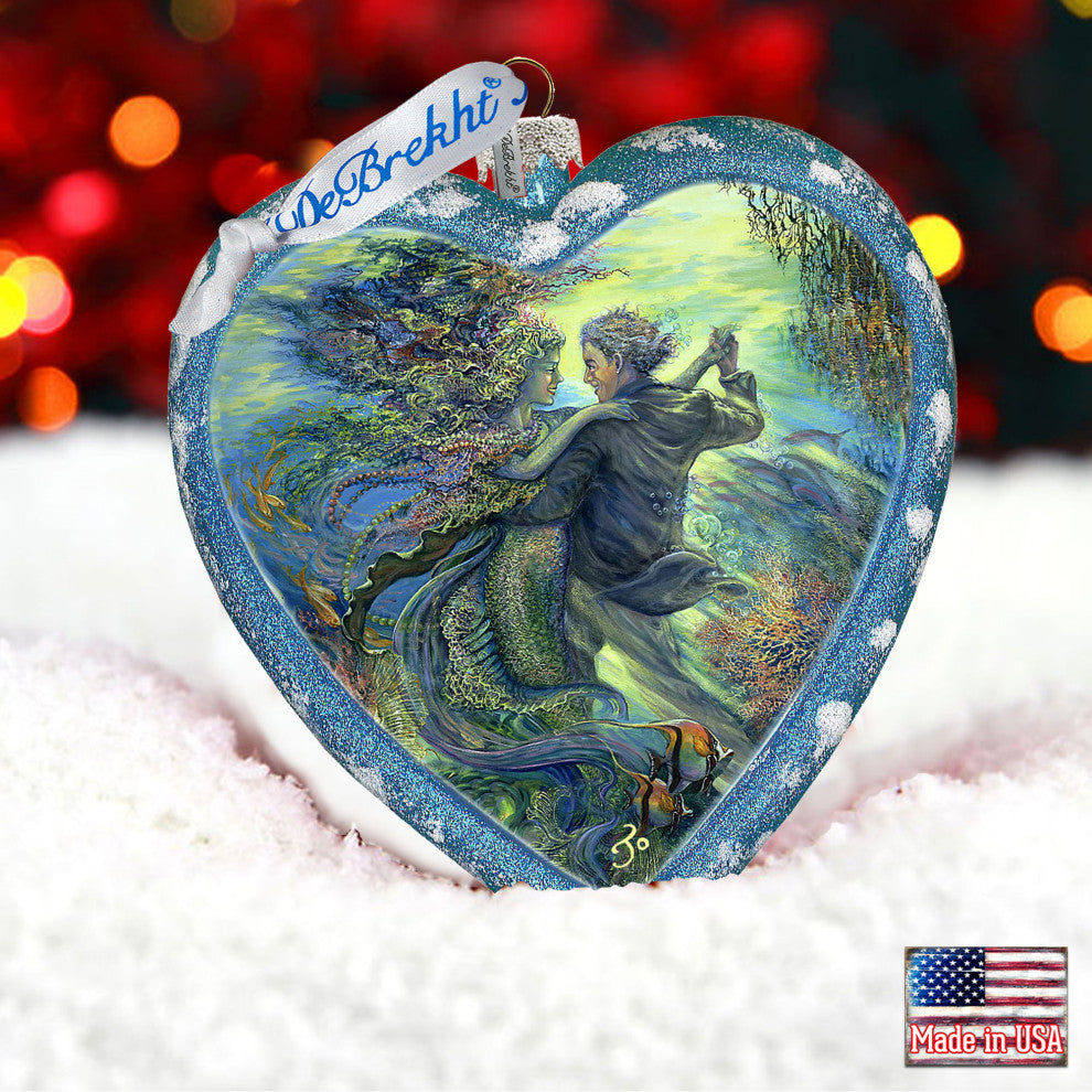For the Love of a Mermaid Heart Glass Ornament Limited Edition