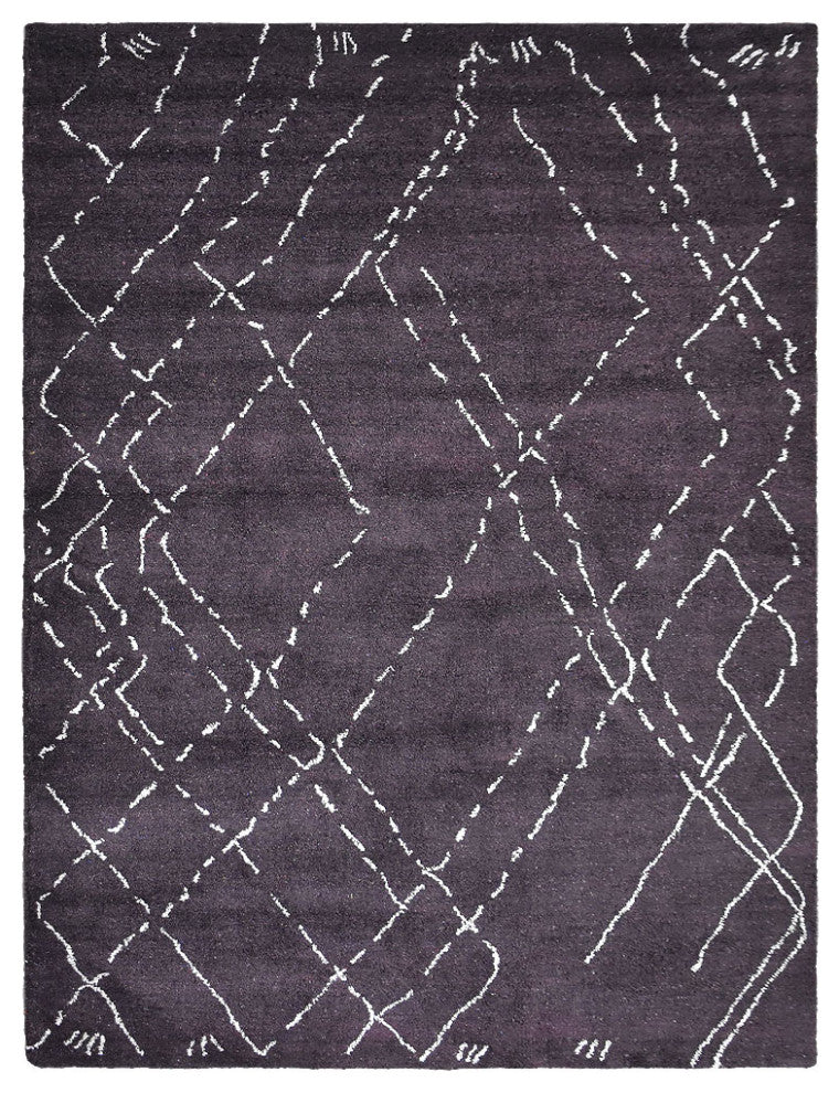 HAND KNOTTED LOOM SILK AREA RUGS-5'x8',Rectangle,Brown White,Contemporary