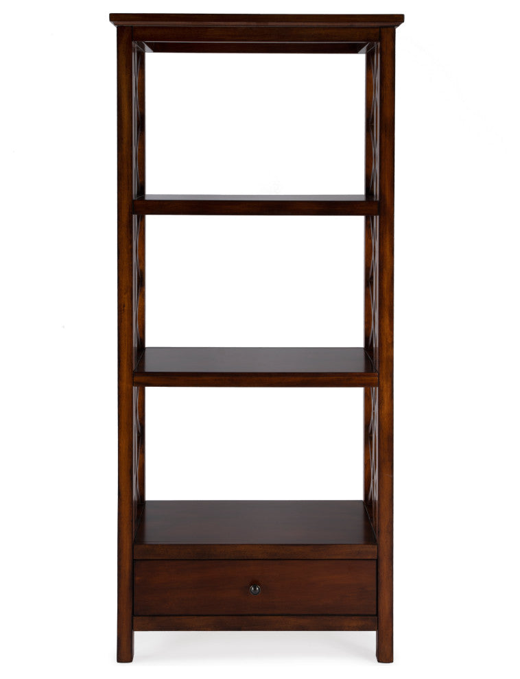 Lorena 30"W 3-Tier Etagere With Storage Drawer, Brown