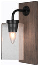 Oxbridge Wall Sconce, Matte Black & Painted Distressed Metal, 4" Clear Bubble