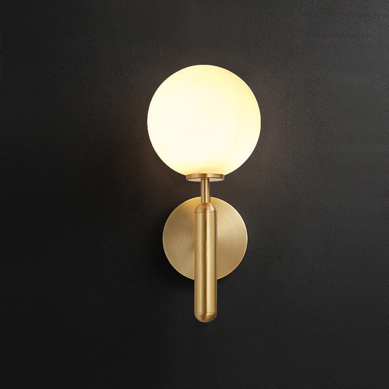 Modern Glass Wall Lamp in the Ball Shape, Living Room, Bedroom, Gold, White, Warm Light