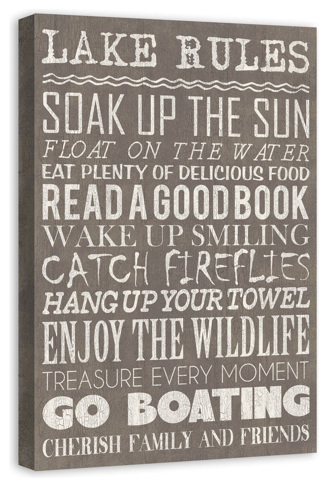 Lake Rules Gray Wall Art, 24"x36"
