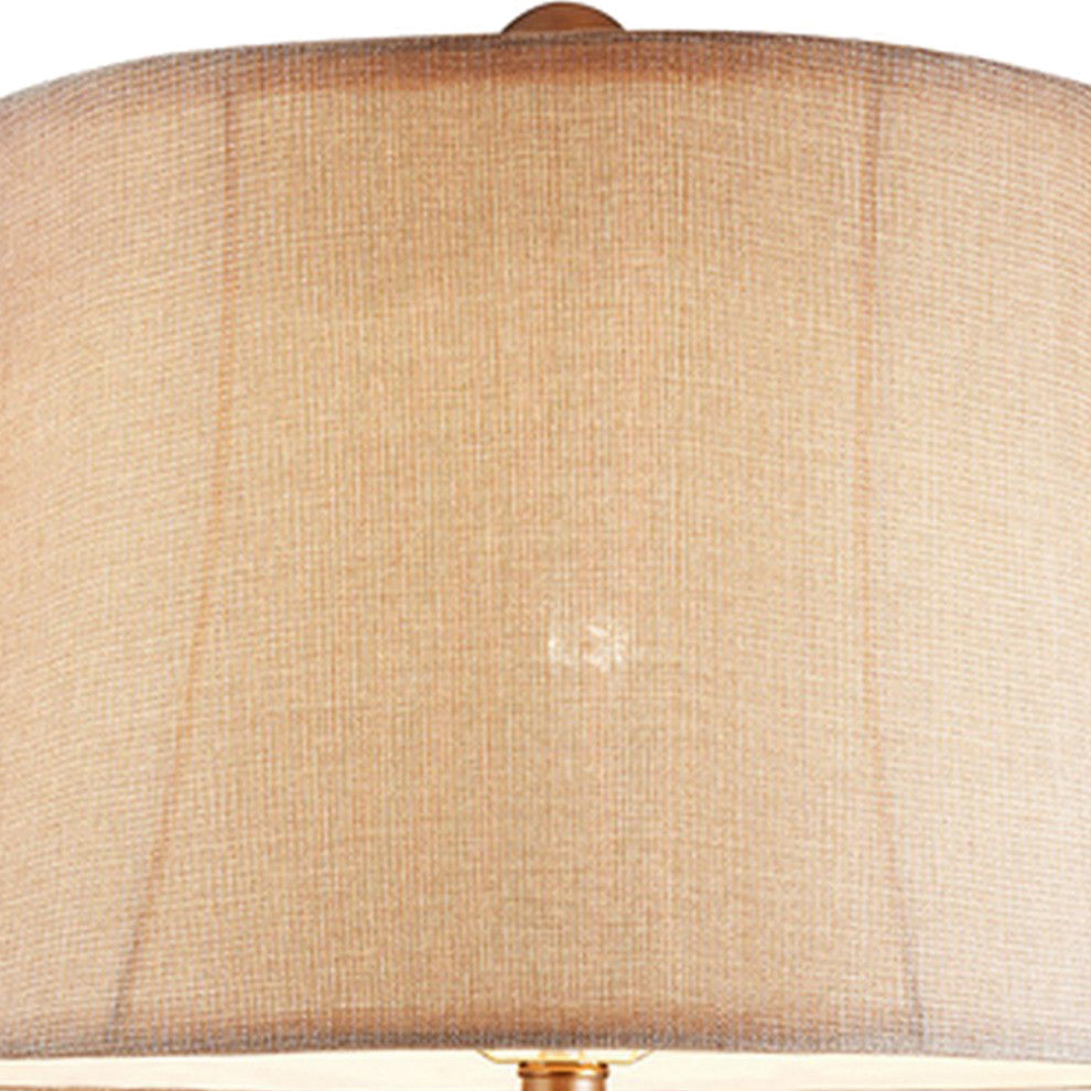 Benzara BM240299 Table Lamp With Filigree Accent Base and Fabric Shade, Brown