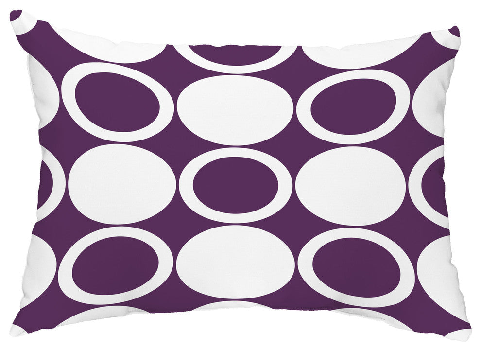 ModCircles 14"x20" Abstract Decorative Outdoor Pillow, Purple
