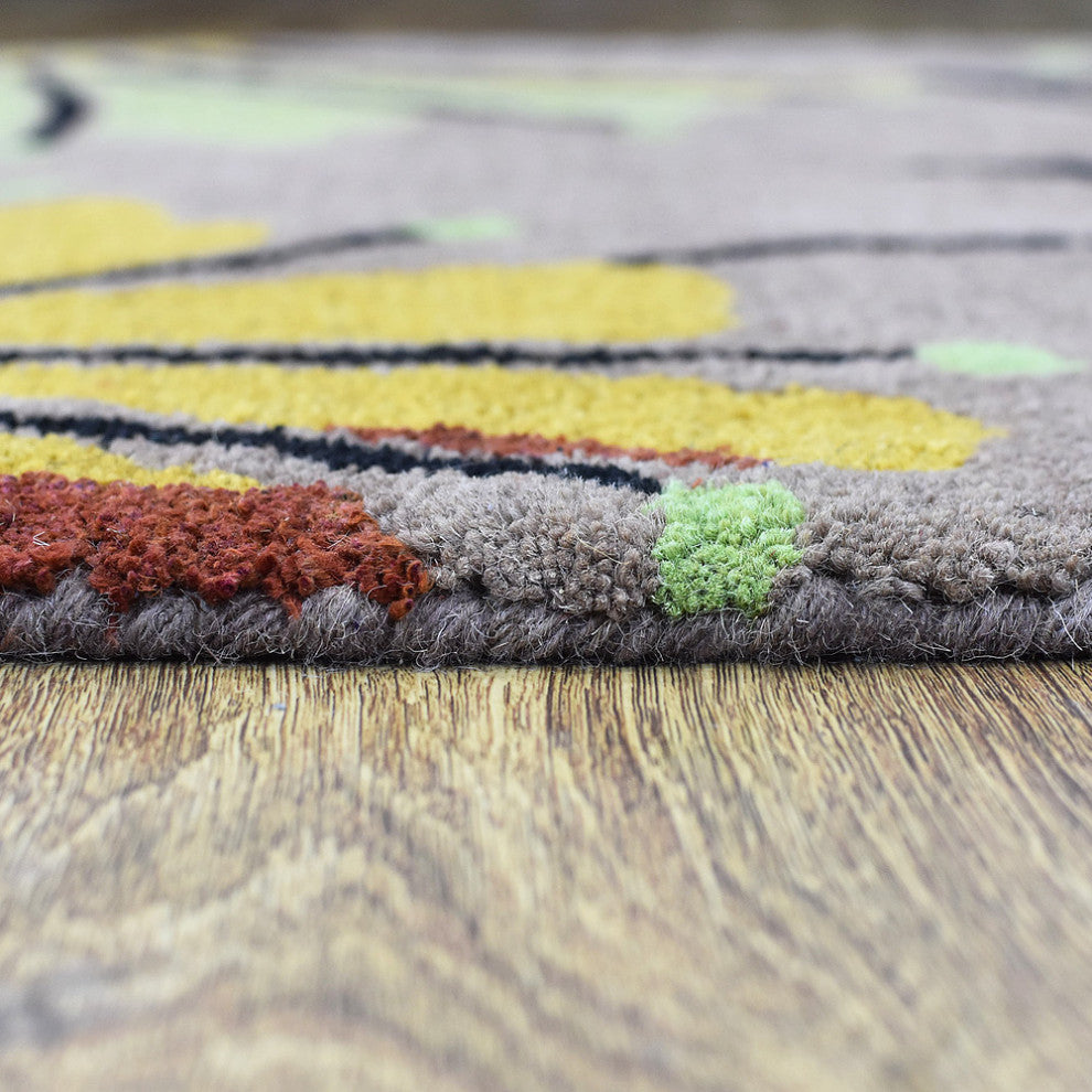 HAND TUFTED WOOL ECO-FRIENDLY AREA RUGS ECO-FRIENDLY AREA RUGS -  Camel, Floral