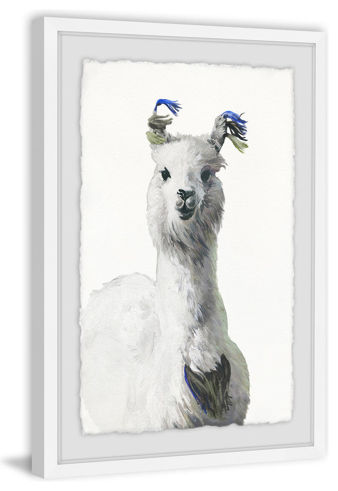 "White Llama" Framed Painting Print, 12"x18"