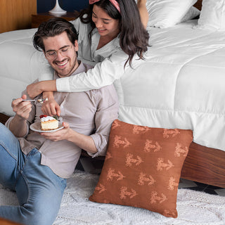 Plutus Red Growth Motif Luxury Throw Pillow, 20"x20"