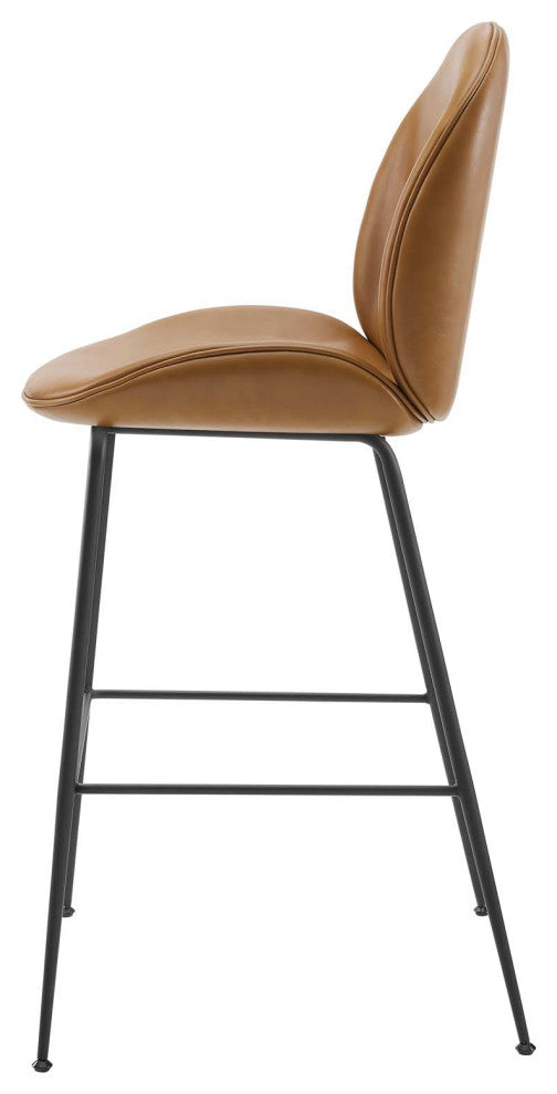 Bar Stool Chair Barstool, Faux Vegan Leather, Tan, Modern, Bar Pub Restaurant