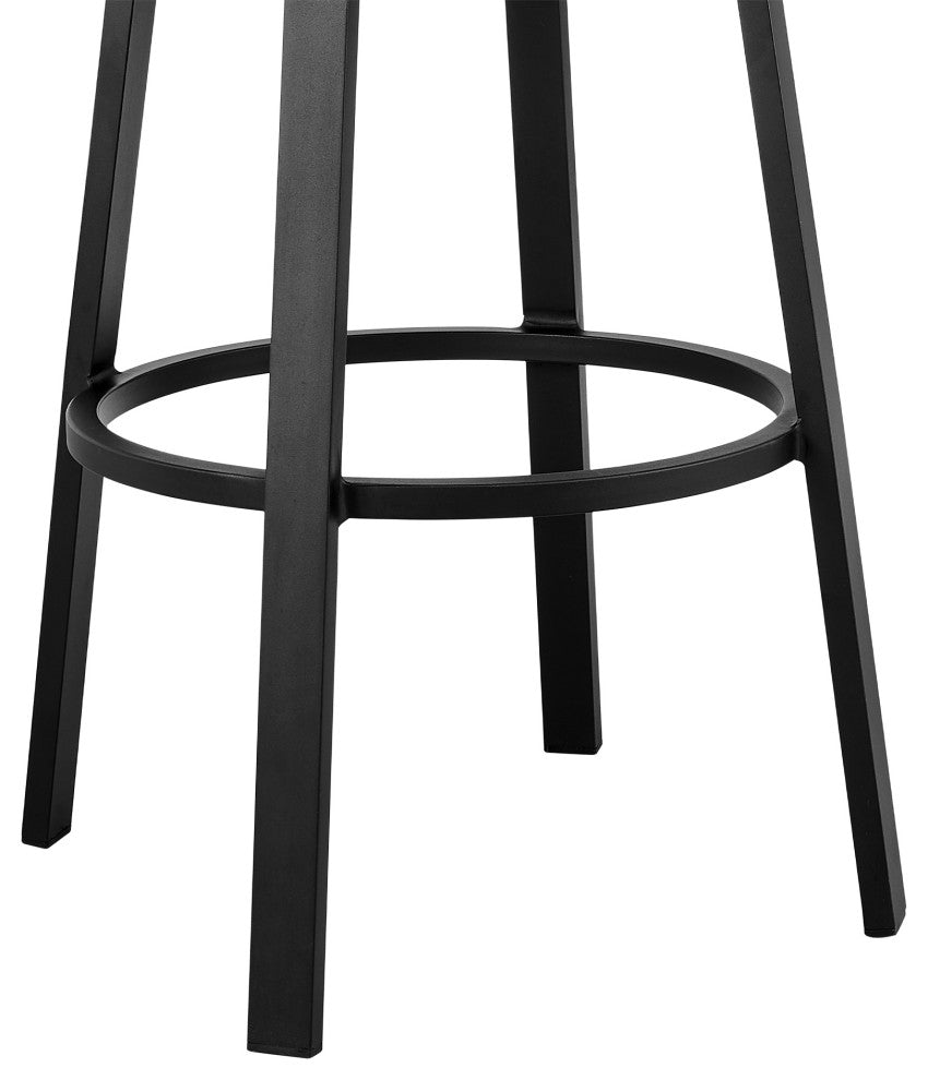 Encinitas Outdoor Stool, Aluminum With Wicker/Gray Cushions, Bar Height