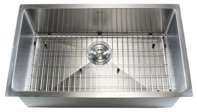 Stainless Steel Undermount Single Bowl Kitchen Sink - 16 Gauge, 32"