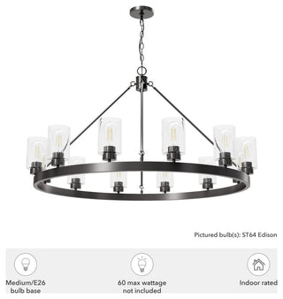 Hartland Noble Bronze With Seeded Glass 12 Light Chandelier Ceiling