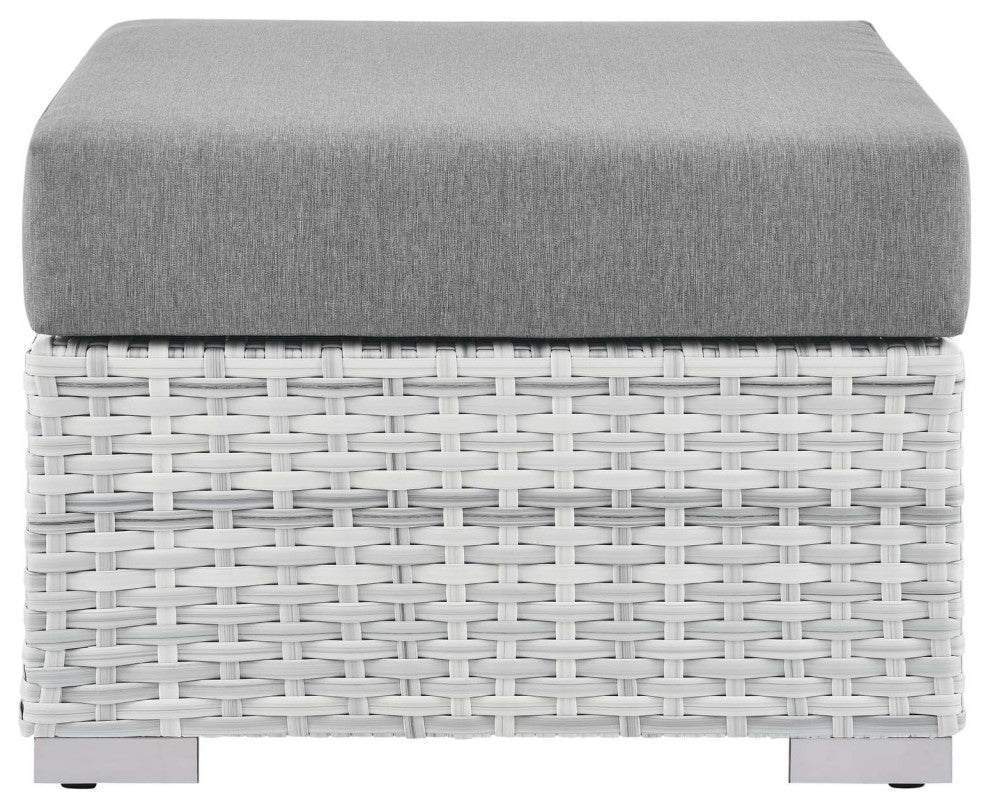 Lounge Chair Ottoman, Rattan, Wicker, Gray, Modern, Outdoor Patio Bistro