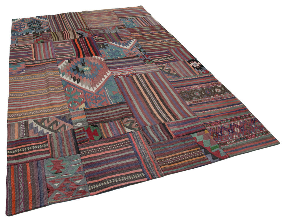 Rug N Carpet - Handmade Oriental 6' 7'' x 9' 11'' Tribal Patchwork Kilim Rug