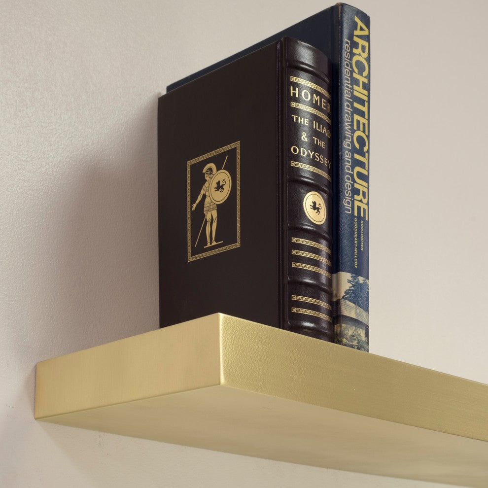 Floating Shelf-Brass, Seamless, Brushed Finish, 60" Width