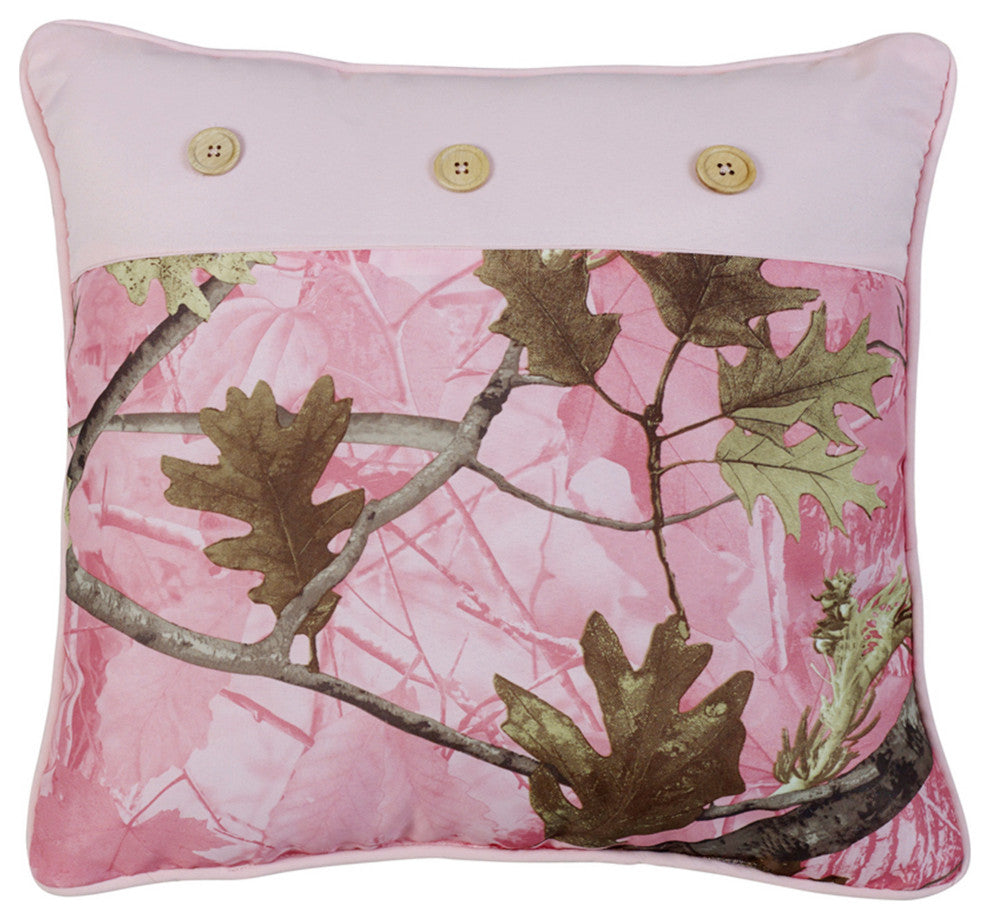 Oak Camo Pillow, 17"x17" Pink