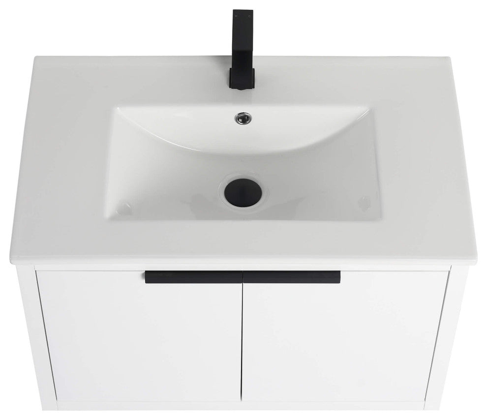 Fine Fixtures Kingsford Vanity Sink Included, White, 30", Doors