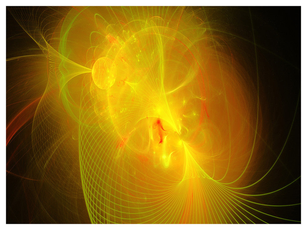 Distant Golden Space Nebula, Floral Canvas Art Print, 40"x30"