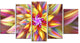 Multi Color Alien Fractal Flower, Floral Canvas Art Print, 60"x32", 5 Panels