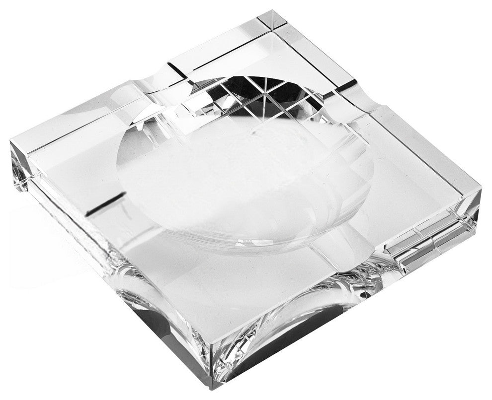 7" Clear Crystal Square Tabletop Cigar Ashtray