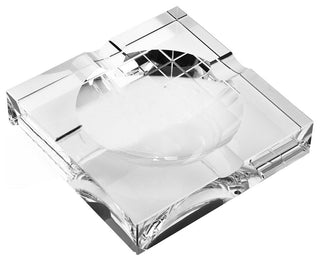 7" Clear Crystal Square Tabletop Cigar Ashtray