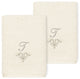 Linum Home Turkish Cotton Monica 2-Piece Embellished Washcloth Set, Cream