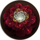 Red Fractal Flower With White, Floral Digital Disc Metal Artwork, 11"