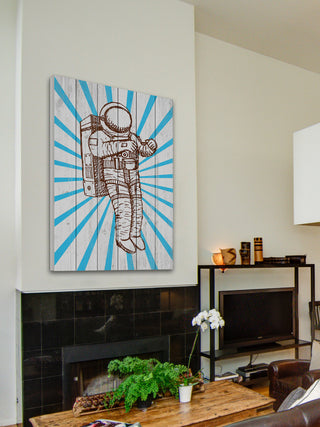 "Space Suit" Painting Print on White Wood
