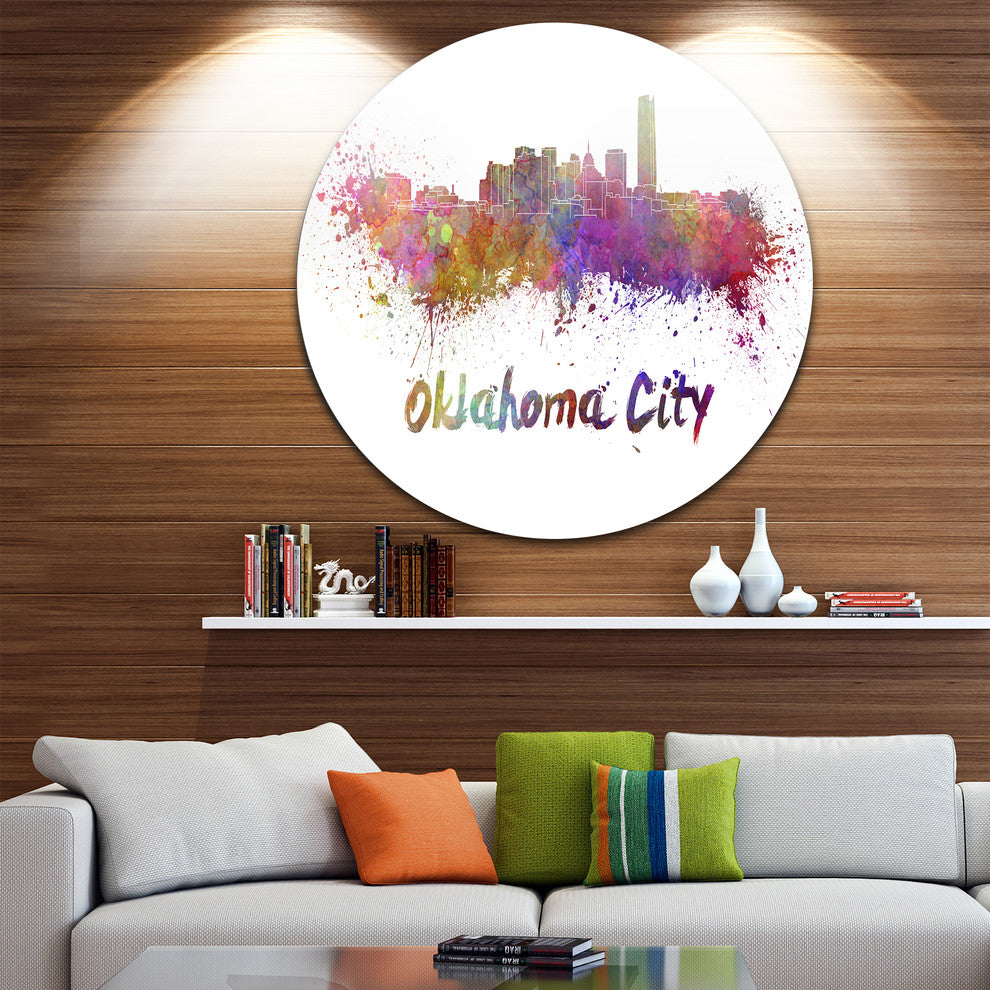 Oklahoma Skyline, Cityscape Round Wall Art, 36"