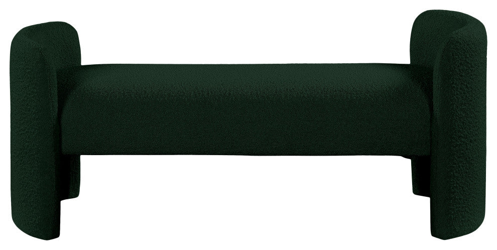 Peyton Boucle Fabric Upholstered Bench, Green