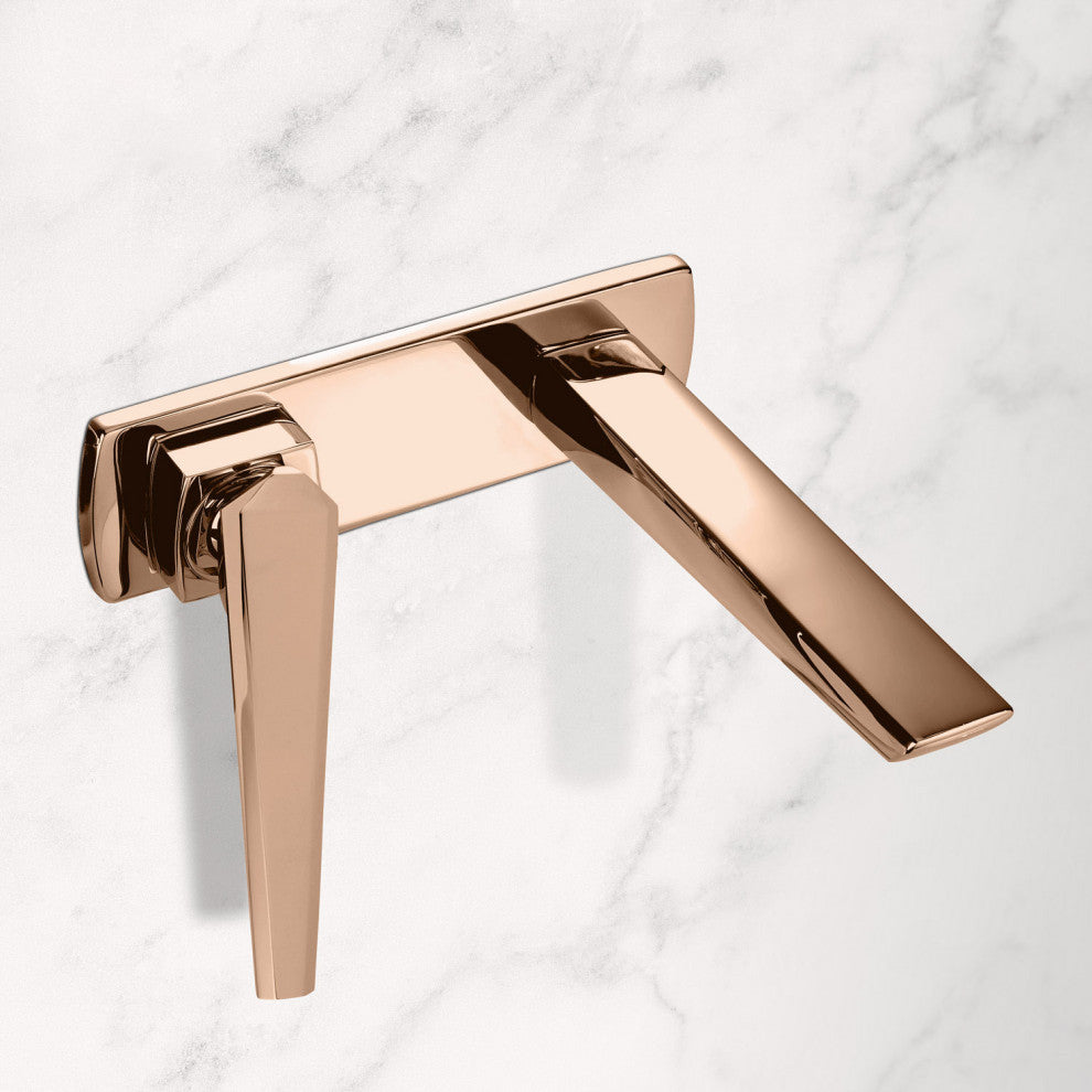 Nia Luxury Wall-Mount Bathroom Faucet, Rose Gold, Without pop-up drain