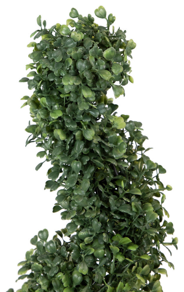 3' Artificial Two-Tone Boxwood Spiral Topiary Tree With Round Pot Unlit