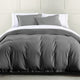 Hera Washed Linen Flange Duvet Cover Set, 3 Piece, Slate, Queen