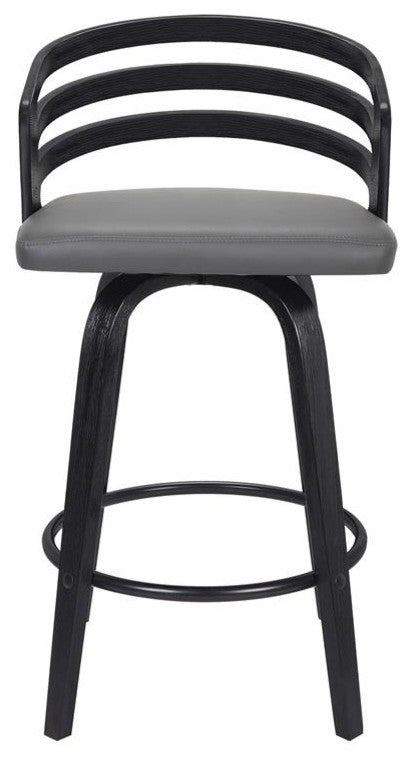 Jayden Contemporary 26" Counter Heightï¿½Swivel Barstool in Black Brush Wood Finis