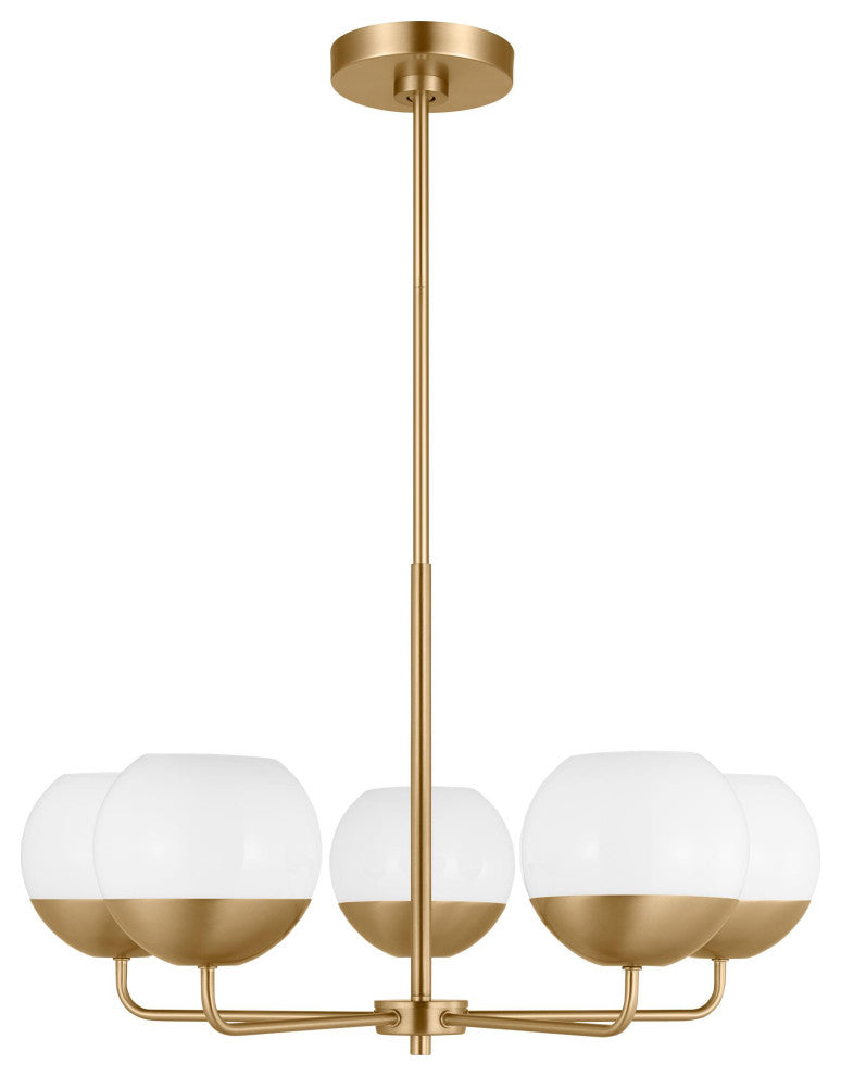 Alvin Five Light Chandelier, Satin Brass