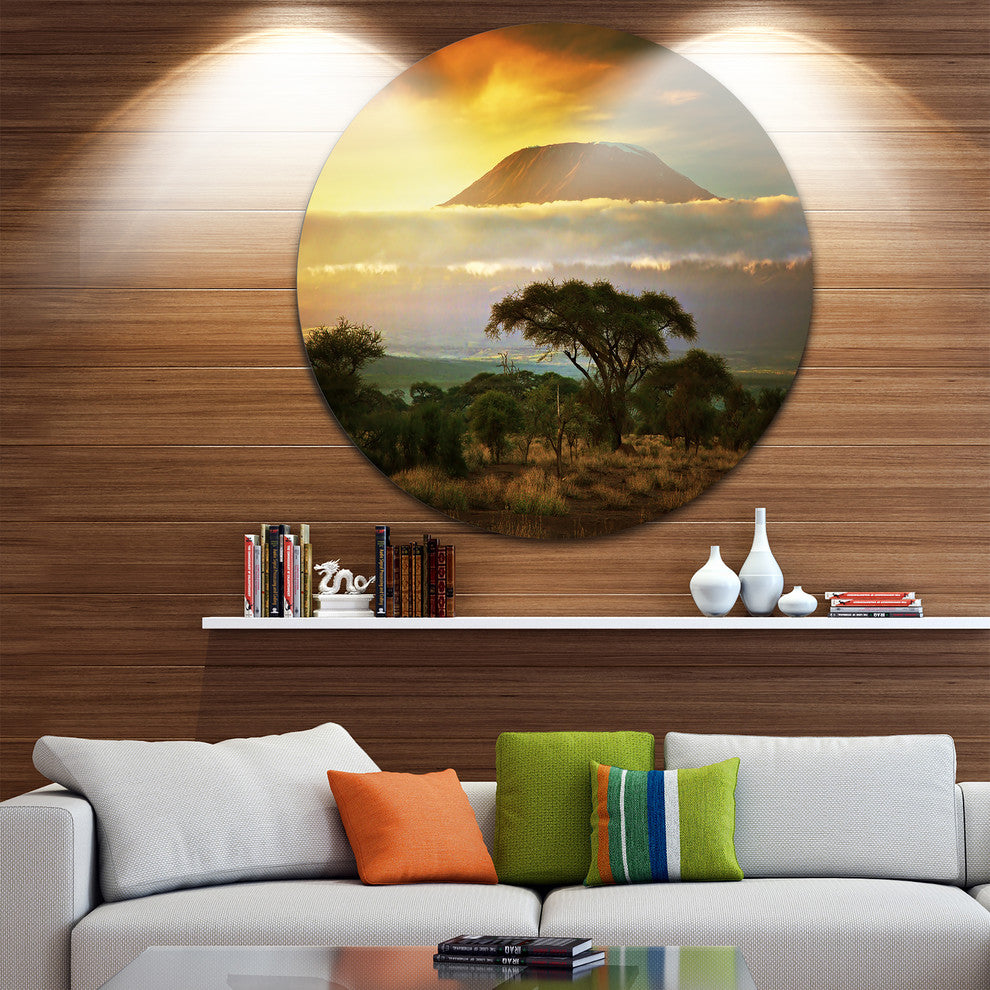 Mount Kilimanjaro, Photography Landscape Large Disc Metal Wall Art, 36"