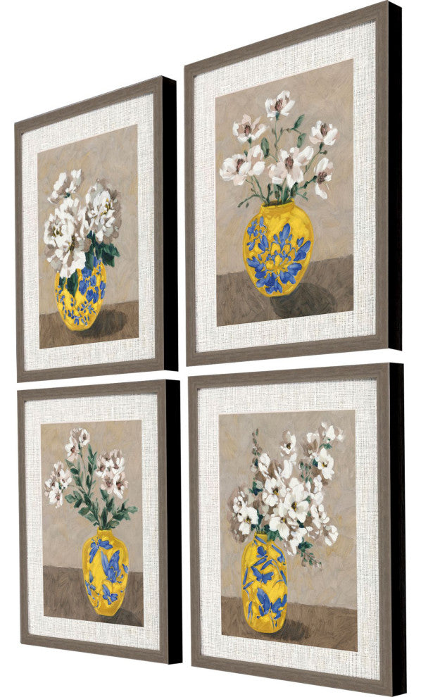 Decorative Bouquet Framed Art, 4-Piece Set