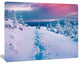 Beautiful Sunrise over Winter Mountains, Landscape Canvas Art Print, 20"x12"